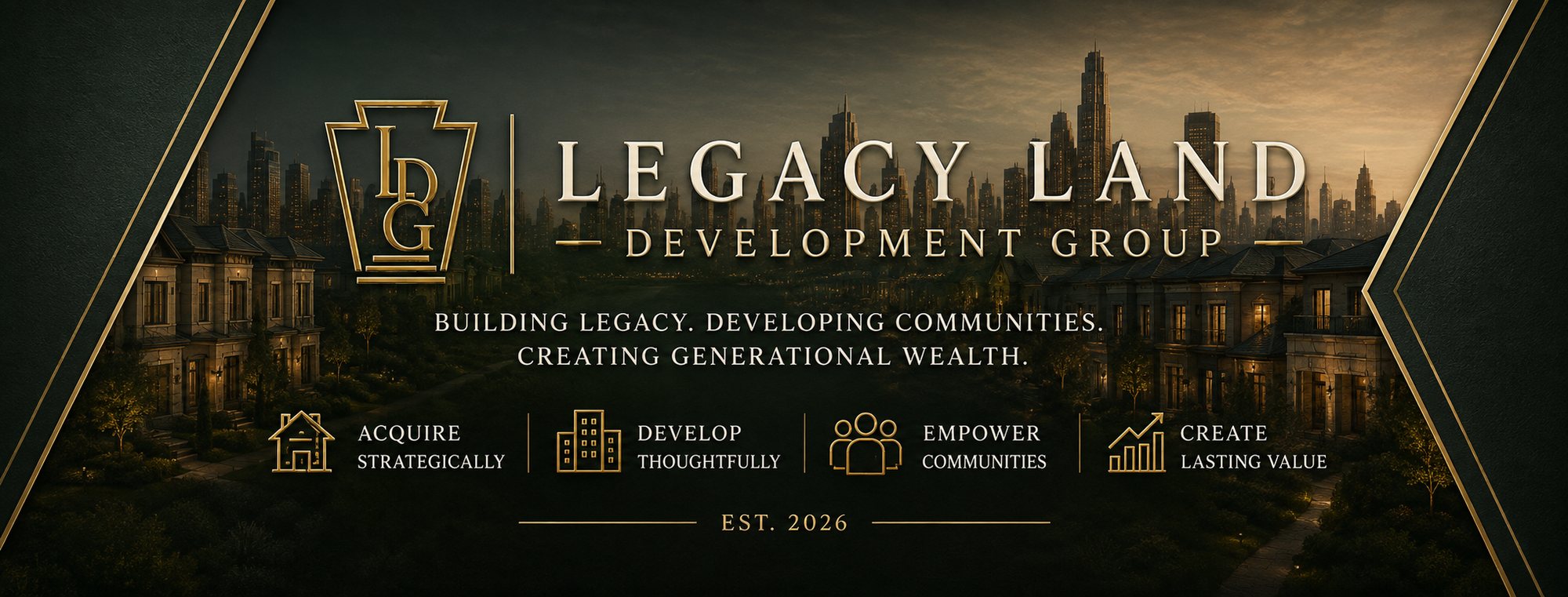 Legacy Land Development Group. Building legacy. Developing communities. Creating generational wealth.